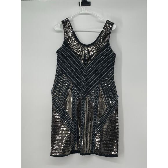 Cupio Fully Beaded‎ Dress Silver Y2K Size 10 Formal Party 20s 30s Old Hollywood - Picture 4 of 5